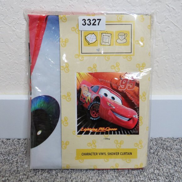 Disney* Vintage‎ Cars Lightning McQueen Vinyl Shower Curtain-Brand New #93109 - Picture 1 of 8